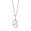 Sølv halskæde rhodineret oval med bølge i buden og syntetiske cubic zirconia på toppen af kanten. Kæden er rhodineret sølv i længde 42-45 cm.