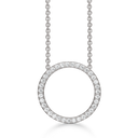 Sølv halskæde rhodineret cirkel med zirconia i kanten - 25 mm i diameter Kæden er rhodineret sølv i længde 42-45 cm