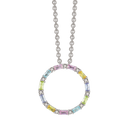 Sølv halskæde rhodineret cirkel med farvet zirconia - 17 x 1,9 mm Kæden er rhodineret sølv i længde 42-45 cm