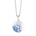Sølv halskæde rhodineret cirkel med zirconia i hvide og mørkeblå spinel - 18,5 mm Kæden er rhodineret sølv i længde 42-45 cm
