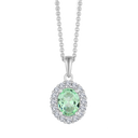 Sølv halskæde rhodineret med syntetiske oval peridot og i kanten syntetiske cubic zirconia. Kæden er rhodineret sølv i længde 42-45 cm.