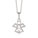 Sølv halskæde rhodineret engel med hjerte og zirconia - 12 x 07 mm Kæden er rhodineret sølv i længde 42-45 cm