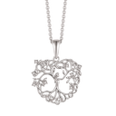 Sølv halskæde rhodineret hjertel med livets træ med kvinde som træ strammer og zirconia - 20 x 22 mm Kæden er rhodineret sølv i længde 42-45 cm