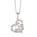 Sølv halskæde rhodineret hjerte med mor & barn med blomst og syntetiske cubic zirconia Tekst: I love you to the moon& back Mål: 20 x 18,5 mm.