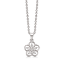 Sølv halskæde rhodineret blomst med syntetiske cubic zirconia. Kæden er rhodineret sølv i længde 42-45 cm.