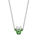 Sølv halskæde Minnie med en stor og 2 små syntetiske peridoter & Sølv sløjfe - August måned Kæden - 35-38-40 cm