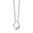 Sølv halskæde rhodineret oval med syntetisk cubic zirconia i siden. Kæden er rhodineret sølv i længde 42-45 cm.