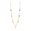 Kæde med 7 ægte regnbuefarvede sten, sølv