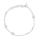 Sølv Figaro armbånd med hvide perler