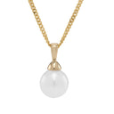 8 kt. guldvedhæng m. 9mm hvid fvkp. incl fg. kæde
