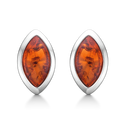 Sølv ørestikker rhodineret øje med rav - 16 x 10 mm