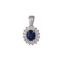 14kt. guldvedhæng m/safir og dia 0.07ct W/SI