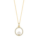 8kt. guldvedhæng cirkel m/ferskvandsperle cz. Inl