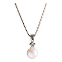 8kt. guldvedhæng m/perle og cz inkl. forg. kæde