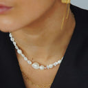 Chunky Glamour Pearl Necklace - White & Rose