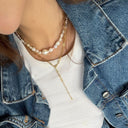 Chunky Glamour Pearl Necklace - White & Rose