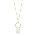 8kt. guldvedhæng cirkel og perle inkl. forg. kæde