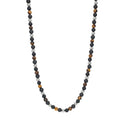 SON kæde stål med yellow tiger eye/mat onyx/lava 6mm