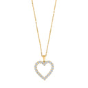 14kt. guldhalskæde m/ hjerte dia.0.95ct W/SI