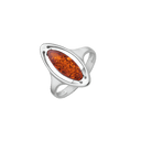Sølv ring rhodineret øje med rav. Mål: 20 x 10 mm.