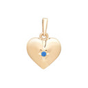 14 kt. hjerte 13 mm m.safir