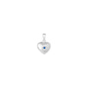rhod. sølv hjerte m. synt safir  17x10mm