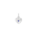Sølvhjerte m/synt. safir 9mm