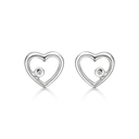 Sølv ørestikker rhodineret åben hjerte med diamant Diamant ialt 0,005 ct w/pk1