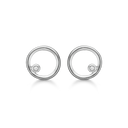 Sølv ørestikker rhodineret åben cirkel med diamant Diamant ialt 0,005 ct w/pk1