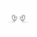 Sølv ørestikker rhodineret hjerte med diamant Diamant ialt 0,011 ct w/pk1