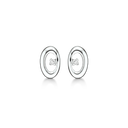 Sølv ørestikker rhodineret oval med diamant Diamant ialt 0,011 ct w/pk1