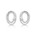 Sølv ørestikker rhodineret dobbelt oval mat/blank med diamant Diamant ialt 0,037 ct w/pk1