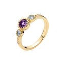 Ring Med Topaz 2X3Mm, Ametyst 1X5Mm Og Diamanter 0,03 Ct W.Si 333