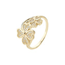 Ring kløver 12+7,5mm med zirk. 8 karat guld