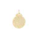 Vedh. plade rund med fadervor 18mm 8 karat guld
