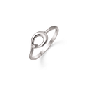 Sølv ring rhodineret bue blank med diamant i toppen. Diamant ialt 0,01 ct. w/pk1.