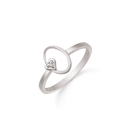 Sølv ring rhodineret oval mat med blank hjerte med diamant. Diamant ialt 0,013 ct. w/pk1.