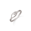 Sølv ring rhodineret lille blank oval med diamant i stor mat oval. Diamant ialt 0,008 ct. w/pk1.