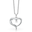 Sølv halskæde rhodineret hjerte med diamant Diamant ialt 0,025 ct w/pk1 Kæden er længde 42-45 cm
