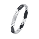 Stål armbånd led med 2 skruer og sort led med mønster