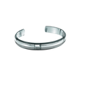 Stål armring sort rhodineret med rillet blank stål i midten. Bredde 10 mm.