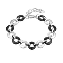 Stål armbånd runde led med oval hul i midten skiftevis sort og stål Længde 20+5 cm