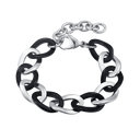 Stål armbånd oval drejet led skiftevis sort og stål. Længde 19+5 cm.