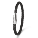 Stål armbånd 5 mm flettet læder med skrue magnetlås med riller Længde 19 cm