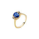 Ring Med Safir 6X8Mm Og Diamanter 0,08 Ct Wsi 585