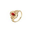 Ring Med Mønster Og Synt Koral 5X7Mm585