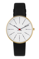 Bankers hvid 34 mm med læderrem - 53107-1601G