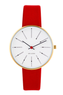 Bankers hvid 34 mm med læderrem - 53107-1603G