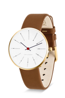 Bankers hvid 34 mm med læderrem - 53107-1617G