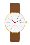 Bankers hvid 34 mm med læderrem - 53107-1617G